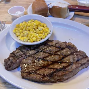Ribeye with buttered corn