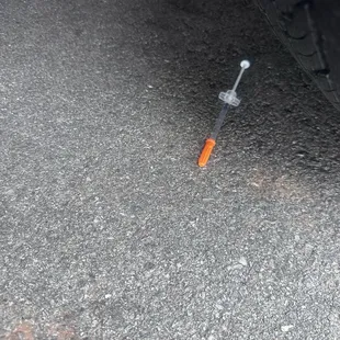Loaded syringe found in parking lot.