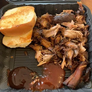 Pulled pork entree (bottled sauce from home because they didn't provide).