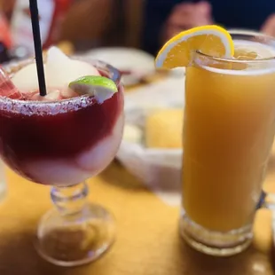 The Frozen Sangria Margarita and Orange Flavored Blue Moon Draft