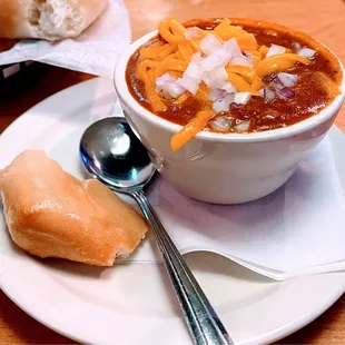 Chili with cheese and onions