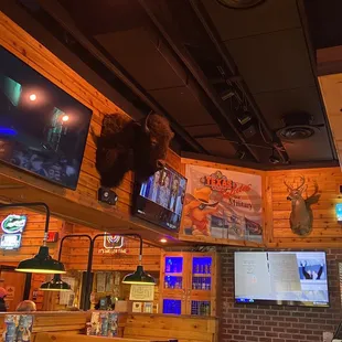 the bar and televisions