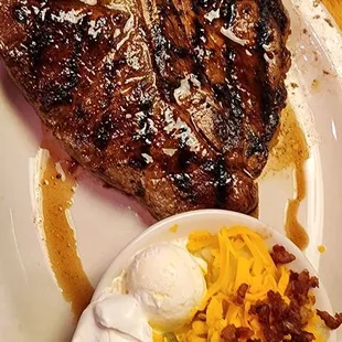 Steak and loaded mashed potatoes