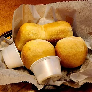 Complimentary hot dinner rolls!