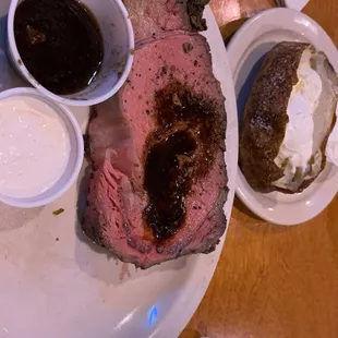 12oz rare prime rib baked potato