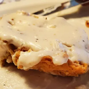 We didn't get a pic before he tore into it. Chicken Fried chicken was gooood