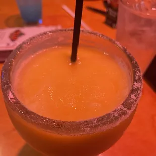 Mango margarita with sugar on the rim