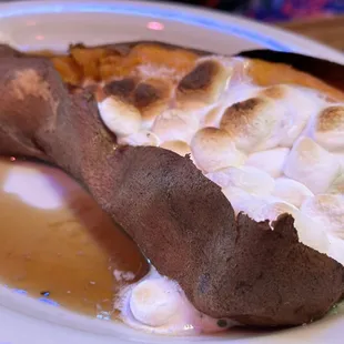 Loaded sweet potato - upcharge- marshmallows and caramel
