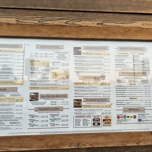 Menu outside of restaurant