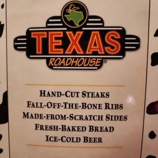Menu cover