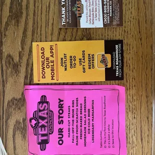 Given to us by the manager