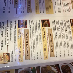 the menu of the restaurant
