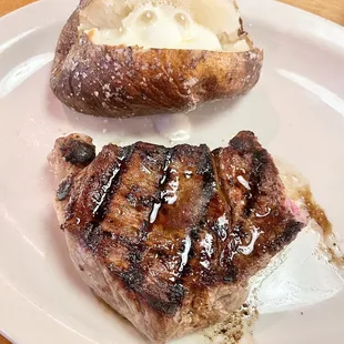 NY strip thick cut with baked potato