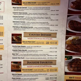 the menu of the restaurant