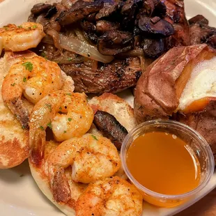 Ribeye and shrimp