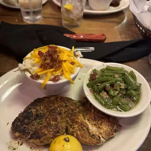 Herb Crusted Chicken (loaded baked potato &amp; green beans)