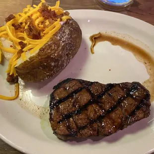 8 oz Filet (Medium) with loaded baked potato!  Perfect!