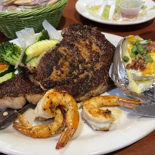 Ribeye and shrimp