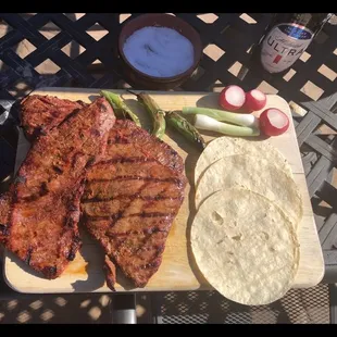 Carne asada tacos for lunch today. This meat is really good!
