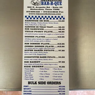 Menu front