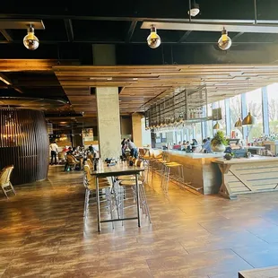 Comfortable dining space .