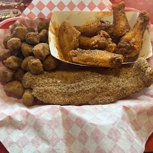 Catfish Fish and Wings with okra