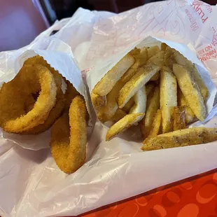 Onion rings and fries