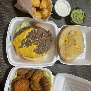 2. Cheeseburger Spicy Fried Pickles Tater Tots