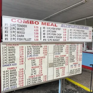 Drive Thru menu