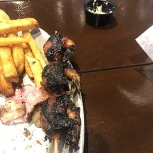 Grilled, or burned shrimp &amp; bacon