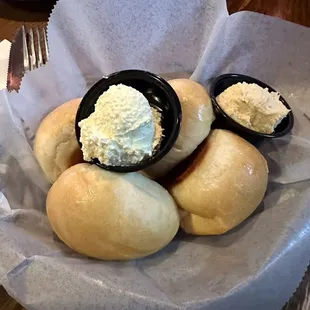 Hot. Fresh rolls w/ honey butter