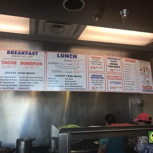 Their menu inside