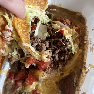 When I went to pick up my "crispy taco". Ate it with a fork