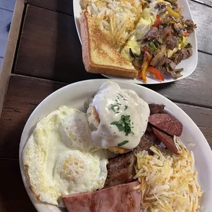 Philly omelet and bender breakfast