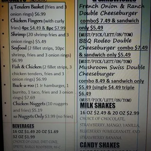 a menu for a restaurant