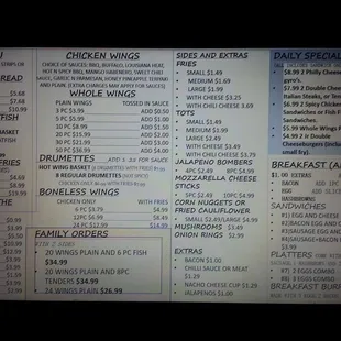 a menu for a restaurant