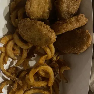 fried chicken and onion rings