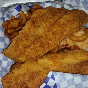 Cajun Catfish and curly fries