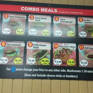 All combos come with fries!