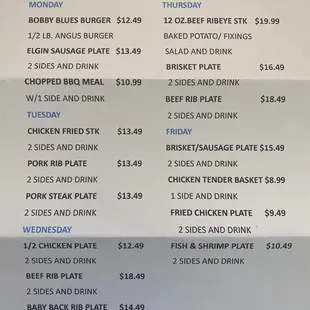 Updated menu 3/25/24