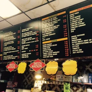 the menu of the restaurant