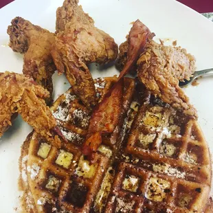 fried chicken and waffles again. $7. chicken a little salty this time around.
