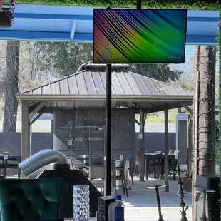Covered patio outdoor seating.