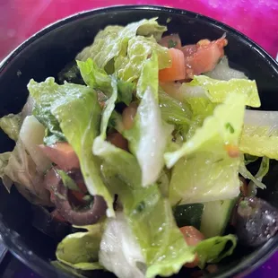Side salad with a light, fresh dressing.
