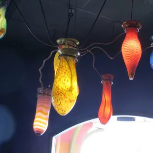 interesting glass lamps just inside entrance