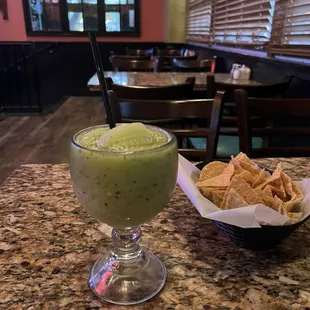 A cucumber jalapeño frozen margarita