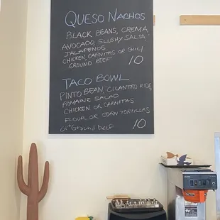 a menu on a chalk board