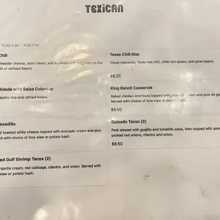 a menu for a restaurant