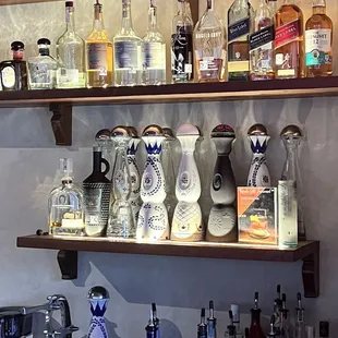 Tequila selection, couple more on the top shelf