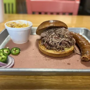 a pulled pork sandwich on a bun